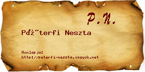 Péterfi Neszta névjegykártya